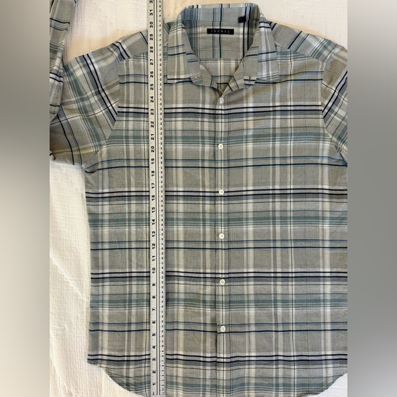 Theory Men’s XL Plaid Button-Down Shirt 100% Cotton Gray Blue – Style Zack PS - Picture 10 of 10